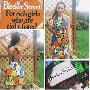 1970s Vtg Vintage Festival Floral Halter Dress